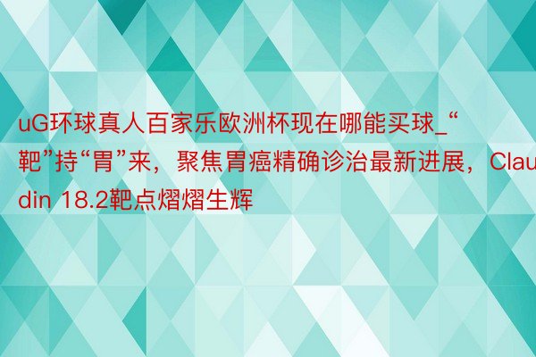 uG环球真人百家乐欧洲杯现在哪能买球_“靶”持“胃”来，聚焦胃癌精确诊治最新进展，Claudin 18.2靶点熠熠生辉