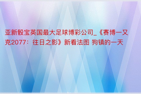 亚新骰宝英国最大足球博彩公司_《赛博一又克2077：往日之影》新看法图 狗镇的一天
