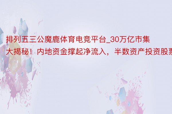 排列五三公魔鹿体育电竞平台_30万亿市集大揭秘！内地资金撑起净流入，半数资产投资股票